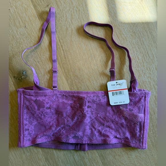 Free People Bralette Bundle XS NWT Lace & Longline Bras Pink + Burgundy Set (2) - Picture 3 of 5